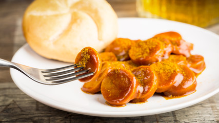 Currywurst - fried sausage with ketchup