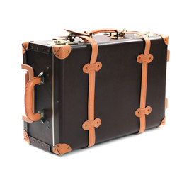 Brown suitcase isolated on white
