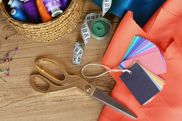 Samples of colorful fabric, closeup