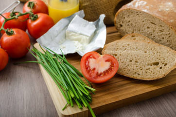 Healthy breakfast - homemade beer bread with cheese