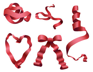 Ribbons Bows and Scrolls with Ribbon in Heart Shaped