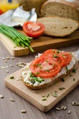 Healthy breakfast - homemade beer bread with cheese