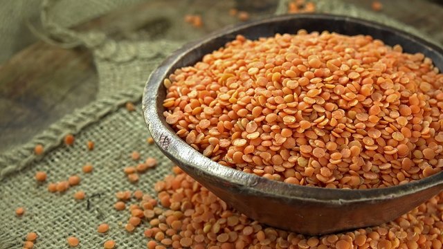 Portion of Red Lentils (seamless loopable 4K UHD footage)
