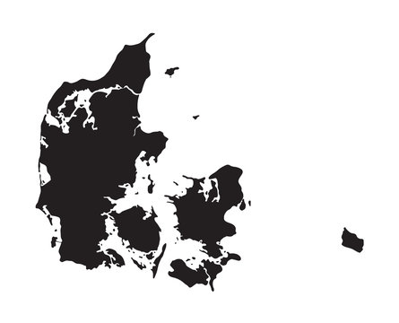 black map of Denmark