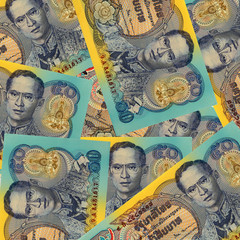 Thai baht note display as background