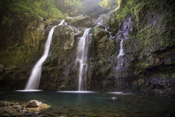 Three Bear Falls or Upper Waikuni Falls on the Road to Hana on M