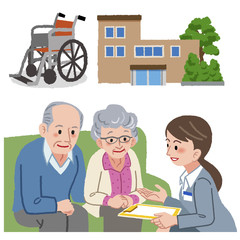 ケアマネージャー 夫婦 Elderly couple consults with Geriatric care manager