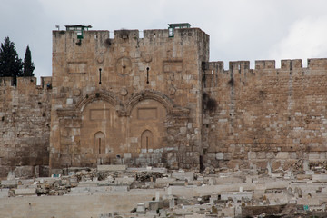 Wall of the Old Town of Jerusalem, Israel