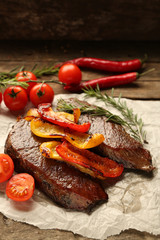 Composition with tasty roasted meat