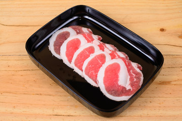 Raw beef meat.