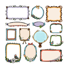 Colorful doodle frames