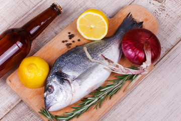 Fresh dorado on a cutting board