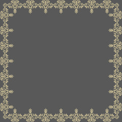 Floral  Pattern. Abstract Golden Frame