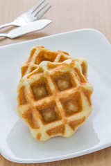 waffles on plate.