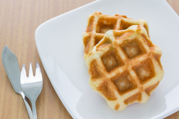 waffles on plate.