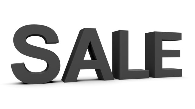 SALE - black 3d letters isolated on white