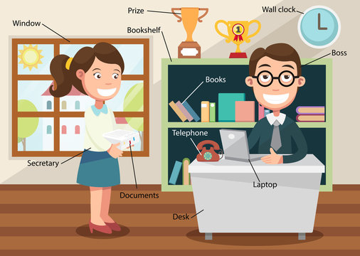 working in office with related vocabulary index