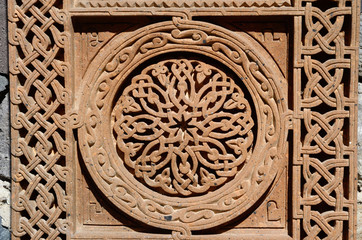 Ornamental knotworks of armenian cross stones khachkars,unesco