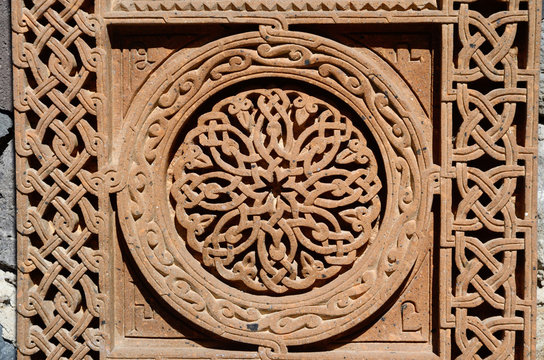 Ornamental knotworks of armenian cross stones khachkars,unesco