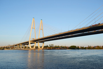 Fototapeta na wymiar Cable-Stayed Bridge in St.Petersburg.