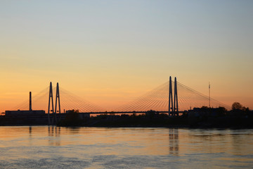 Fototapeta na wymiar Cable-Stayed Bridge in St.Petersburg.