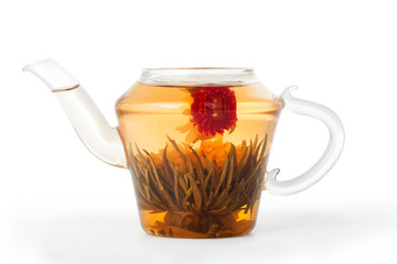 Teapot with green tea