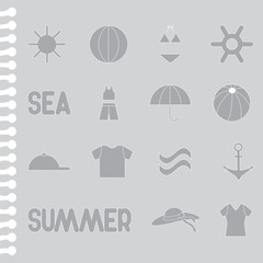 summer flat icon set-symbol, computer icon. stock vector