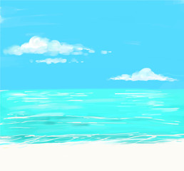 Obraz na płótnie Canvas Beach and tropical sea with bright sun