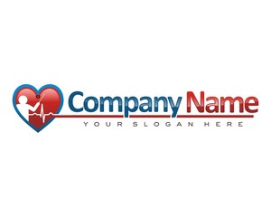 silhouette person presentation love heart rate logo icon vector