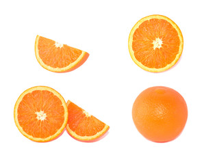 Orange circular pieces on white background
