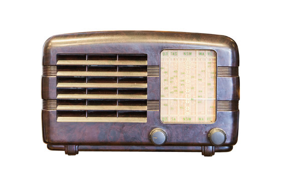 Old radio receiver of the last century isolate