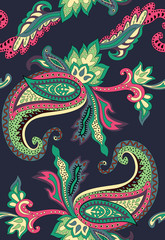 Paisley pattern on black background