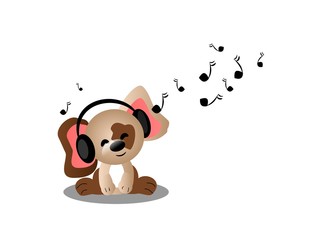 Puppy listening music