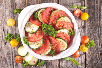 tomato, courgette and herbs