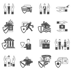 Insurance flat icon set