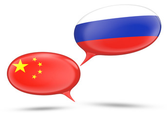 China - Russia relations concept with speech bubbles