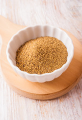 minced black pepper in a white bowl