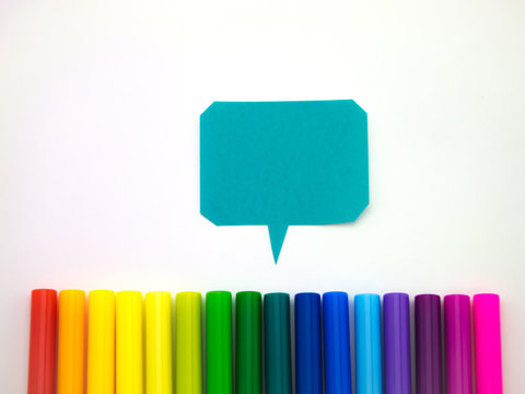 Colorful Balloons and Pens (White Background)