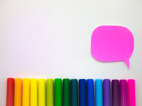 Colorful Balloons and Pens (White Background)