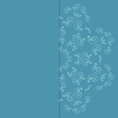 Blue card design with ornate flower pattern