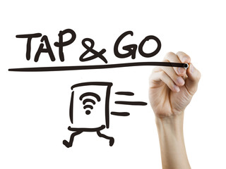 tap and go words written by hand