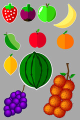 Set of Simple Flat Icon, Fruits