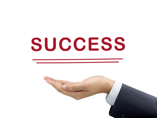 success word holding by businessman's hand