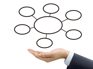 business diagram holding by businessman's hand