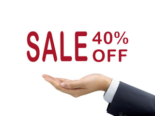 sale 40 percent off holding by businessman's hand