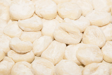 pieces of raw dough