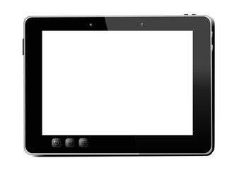 black tablet isolated on white background
