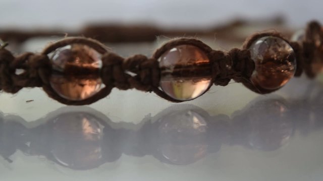 Glass beads bracelet closeup