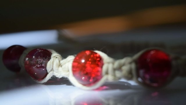 Glass beads bracelet closeup