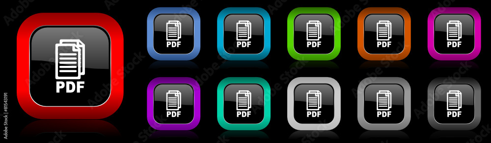 Poster pdf vector icons set